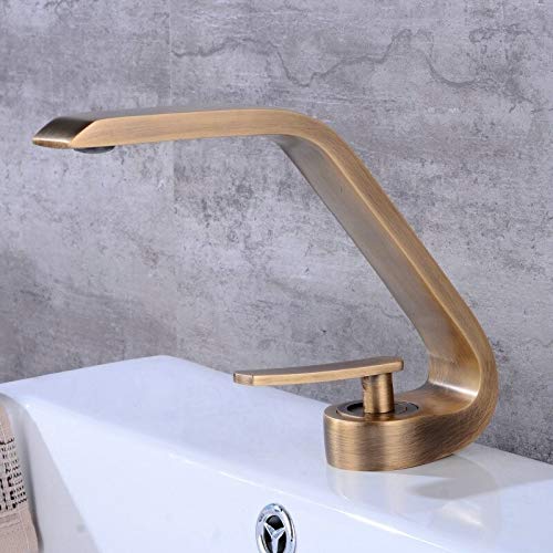 Robinet de lavabo cascade de style antique mitigeur de salle de bain haut de gamme