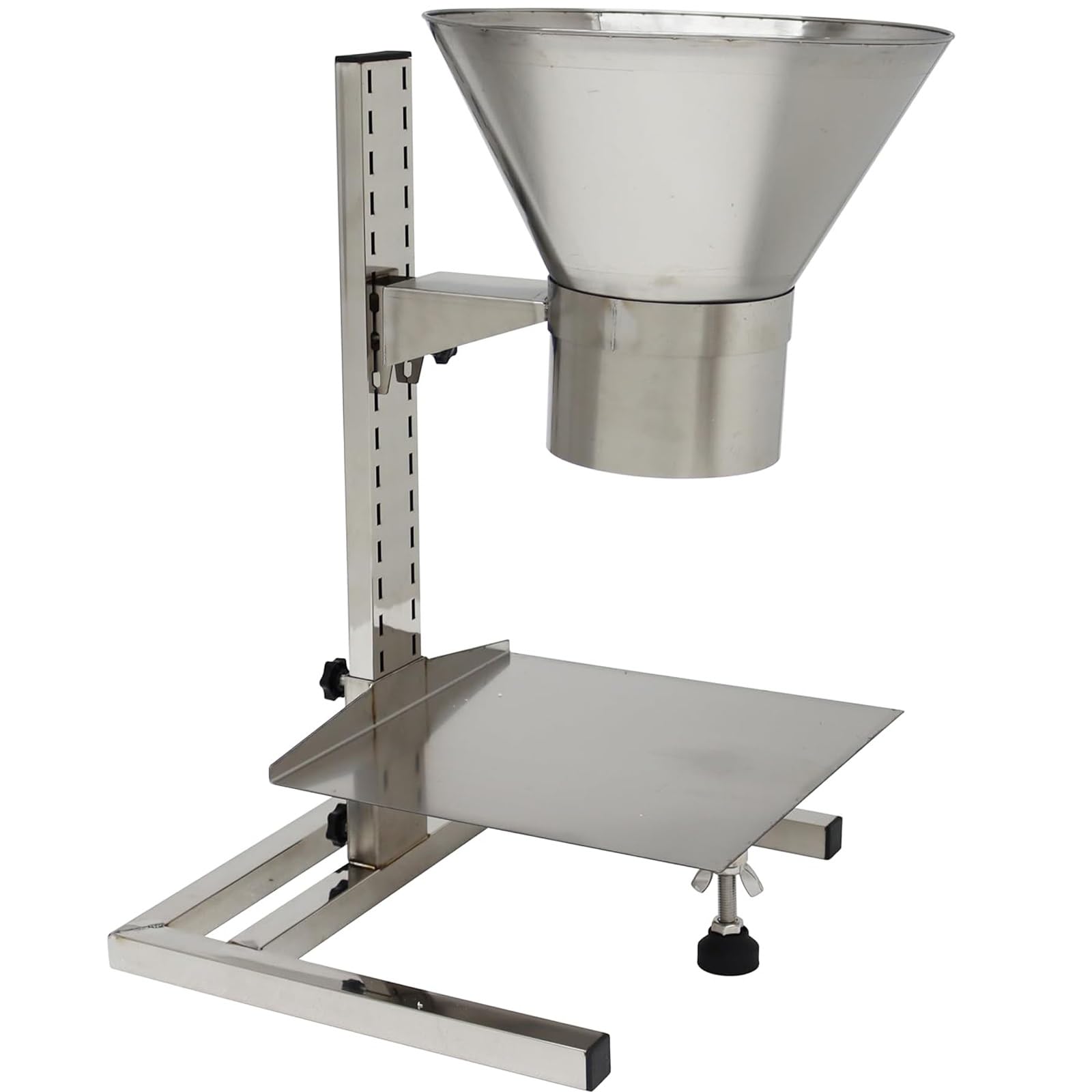 IYUESQ Stainless Steel Feeding Hopper with Support Stand, Manual Filling Package Funnel, Food Grade Kitchen Feeding Hopper with Lifting Platform for Filling Powder Paste Liquid Granule