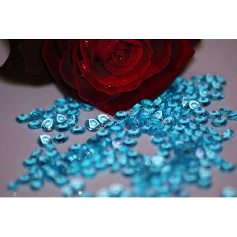 100 Diamonds Wedding Table Decorations Crystal Confetti (Turquoise, 10mm - 4 Carat) Cover