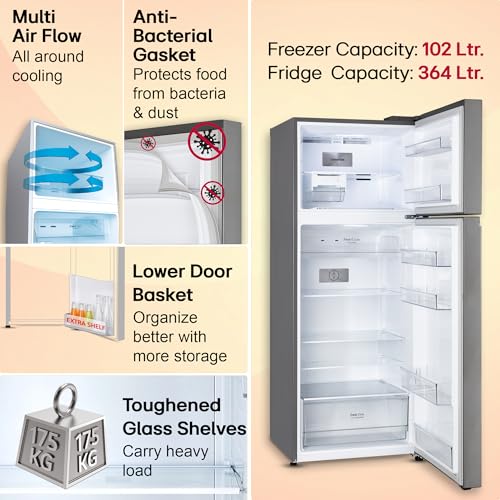 Image of LG Smart Choice, 466 L, 1 Star, Convertible, Door Cooling+, Smart Inverter Compressor, AI ThinQ Wi-Fi, Frost Free Double Door Refrigerator (GL-T492NPZR, Shiny Steel, Express Freeze & Multi Air Flow)