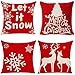 Yidaxing 4 sztuki Świąteczna poszewka na poduszkę bawełna len dekoracyjne poszewki na poduszki Boże Narodzenie płatek śniegu poszewka na poduszkę na sofę do domu Boże Narodzenie przysługa (45 × 45 cm)