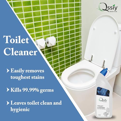 Image of QSSIY Toilet Cleaner Liquid 1L Fresh Scent - Antibacterial Gel for Indian Toilets, Stain & Limescale Remover