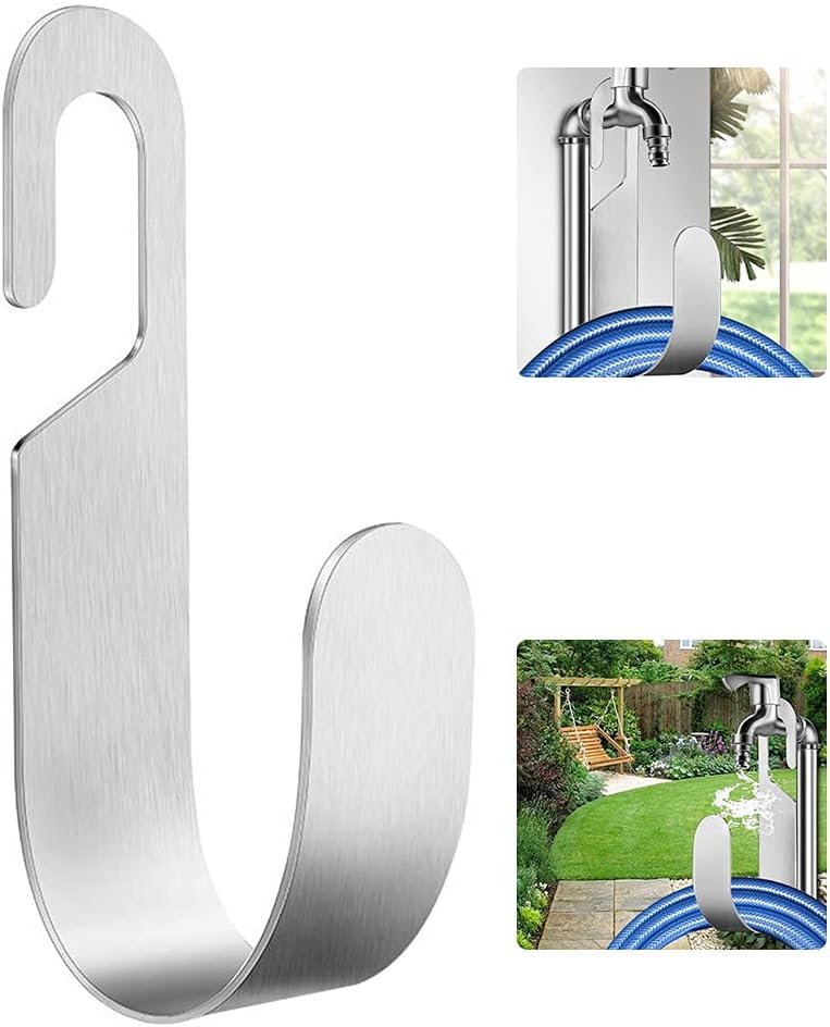 Divik Multi-Functional and Heavy Duty Wall Mount Garden Hose Holder Hook - Durable Stainless Steel Faucet Hose Holder - Pipe Holder Easy Assembly, No Screws or Punching Required (1Pcs)-image-16