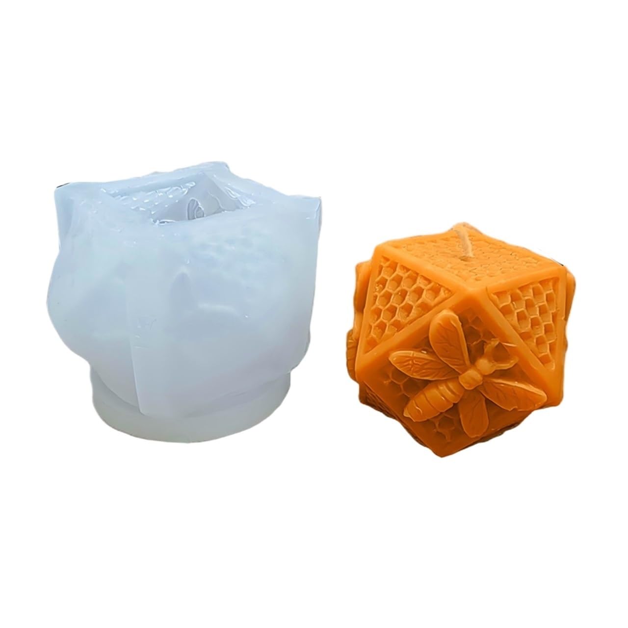 3D Flying Bee Honeycomb Candle Molds Silicone Handcraft DIY Geometric Pillar Hexagon Beehive Soap For Making for Making Soaps Bar(11099 Bee Pillar 05)