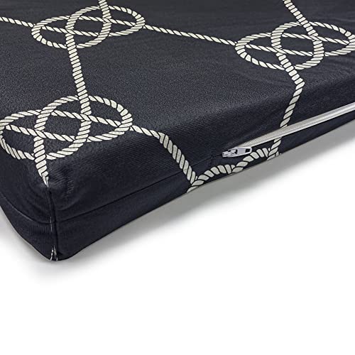 Ambesonne Navy Blue Bench Cushion, Navy Inspired Sailor Knot Rope Pattern Illustration Nautical Abstract Design, Standard Size Foam Pad With Decorative Fabric Cover, 45" X 15" X 2", Blue Cream #TOP4