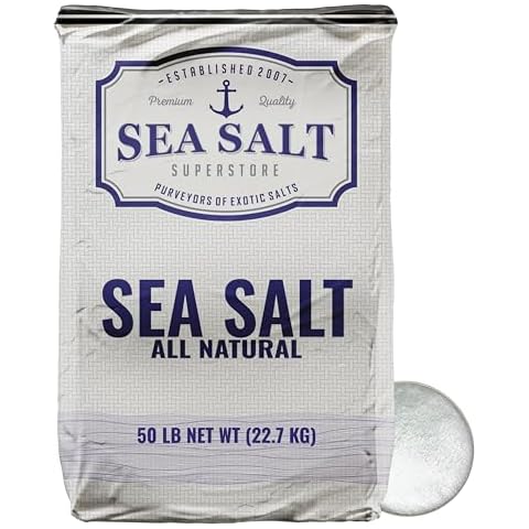 Bulk Sea Salt, Kosher Fine Sea Salt for Commercial Use, Food Grade Non-Iodized Salt with No Additives, Pure & Unrefined Kosher Salt, 50 lb Bag, Sea Salt Superstore Cover