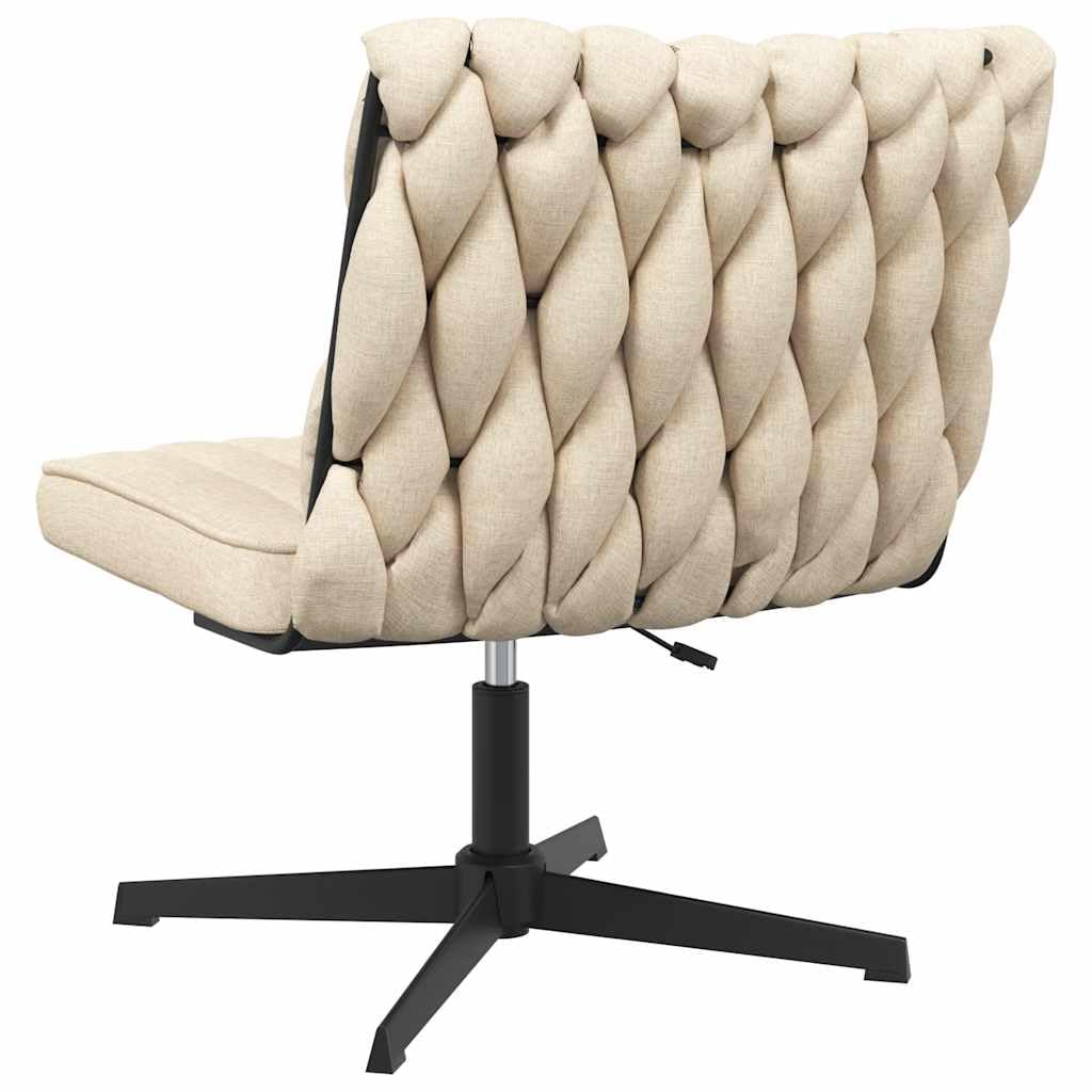 Krzesło biurowe, obrotowe, kremowe, z tapicerką i podłokietnikami, regulacja wysokości, funkcja obrotu o 360 stopni, ergonomiczne krzesło do biurka, do biura, jadalni, salonu, kuchni