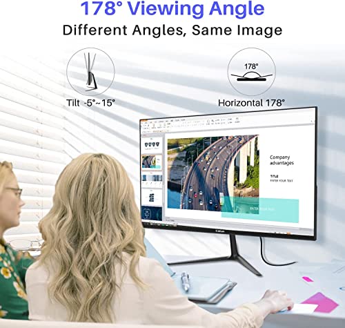 Caixun 24 Zoll Monitor Full HD - Computer Monitor 75Hz, PC Bildschirm mit HDIM VGA Anschlüsse, Integrierte Lautsprecher Eye Care Monitor für Home Office (HDMI-Kabel enthalten) – Bild 5