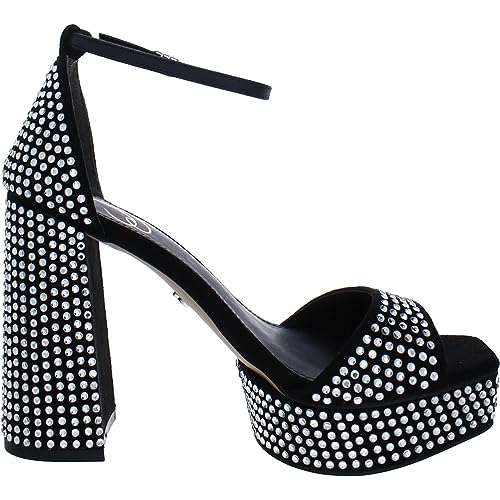 Sam Edelman Nellie Black Glitz Block Heel Ankle Strap Open Toe Heeled Sandals3