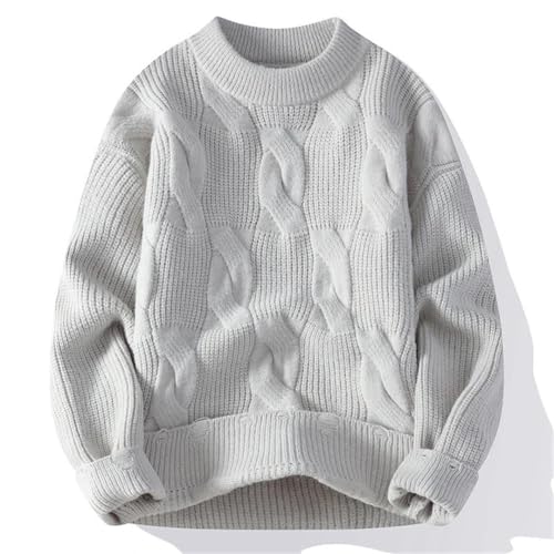 Men's Loose Casual Solid Color O-Neck Knitted Pullovers Hem Hole Decoration Knit Sweaters2