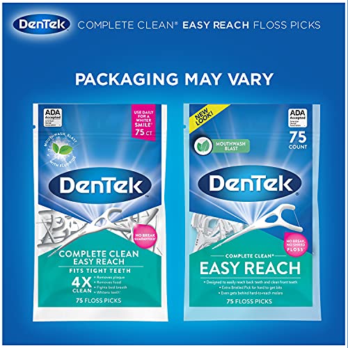 Image of DenTek Comfort Clean Easy Reach Floss Picks | Cleans Back Teeth | 75 Count | 6 Pack | Packaging May Vary