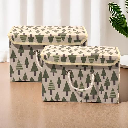 Image of Kuber Industries cotton Set of 2 Foldable Organisers for Clothes - Large Closet Organizer for Toys, Books, Blankets, Space Saver Utility Box. Cream