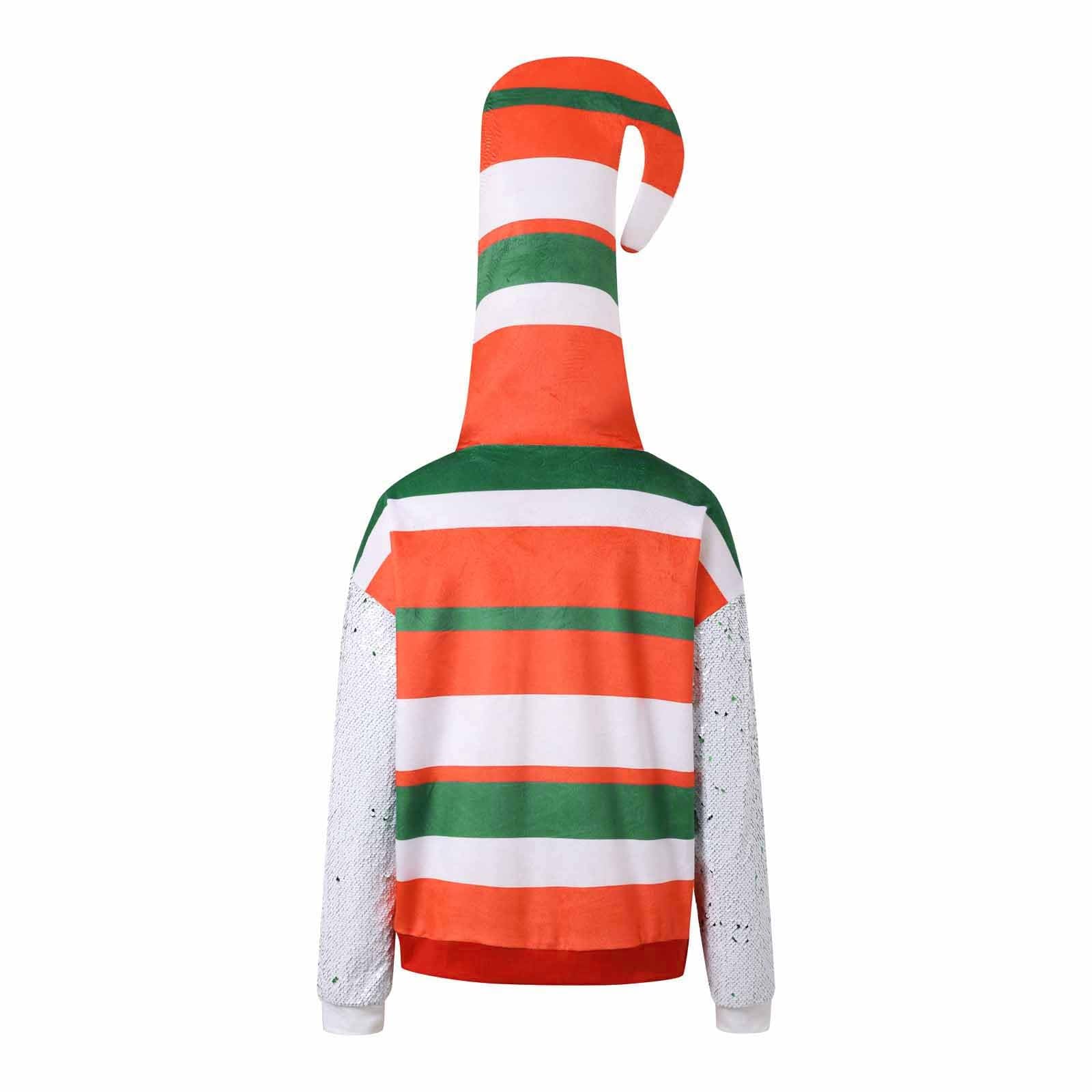 Langarm-Kapuzenshirt für Erwachsene, Rentier-Motiv, Pailletten