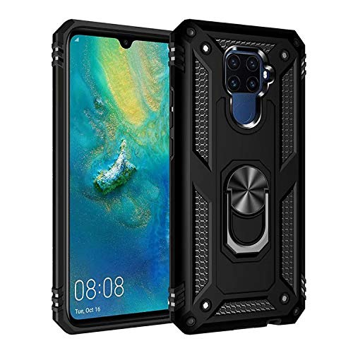 nh Custodia Huawei Nova 4, Cover 360° Girevole Ring Armor Bumper TPU Case Magnetica Supporto Smartphone Silicone Custodie con Pellicola Protettiva per Huawei Nova 4,Nero