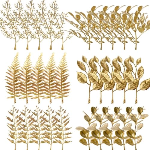 Ohsail 30Pcs Artificial Mini Golden Leaves 5inch...