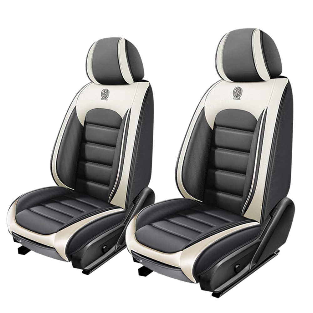 2 Seat Covers for Toyota FJ Cruiser 2007-2014,Premium Nappa Leather Car Seat Covers Car Seat Cushions,Waterproof Soft Seat Covers for Cars,Interior Accessories Airbag Compatible（Standard-Gray&White）
