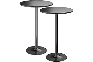 Tall, Ebony Table: Furmax's Bistro Pub Table for Stylishly Lofty Ambiances