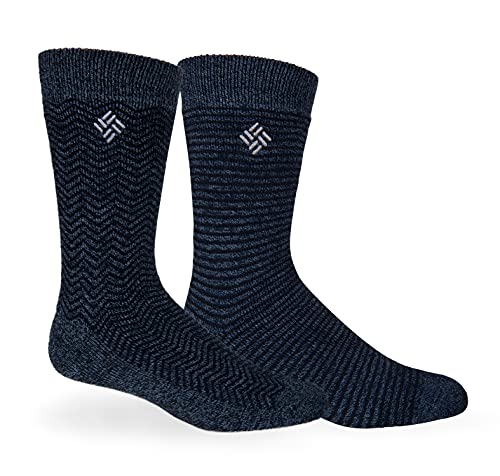 Columbia Medium Weight Pattern Thermal Crew Socks 2 Pair, Navy, One Size