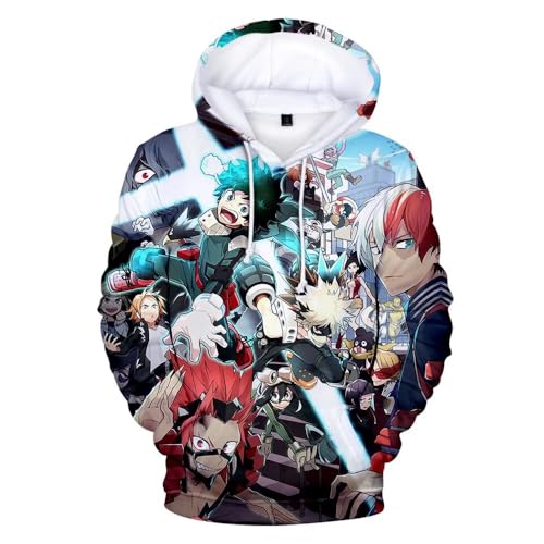 CHLOBLOM Boku No Hero Fleece Hoodie Novelty Hooded Pullover Sweatshirt for Adult (S, Colorful)