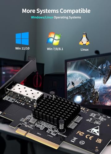 Image of NICGIGA 10Gb SFP PCI-e Network Card, Intel 82599(X520-DA1) Controller, 10Gbps Ethernet Adapter, 10Gbe SFP+ Port, 10G NIC Card, Support Windows /Windows Server /VMware