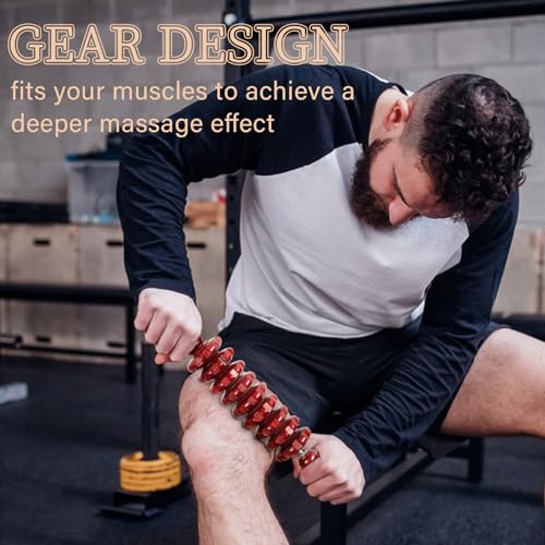 Image of Liitrton Wooden Fascia Manual Massage Roller Trigger Points for Release Sore Muscle Jets in Cellulite (Red)