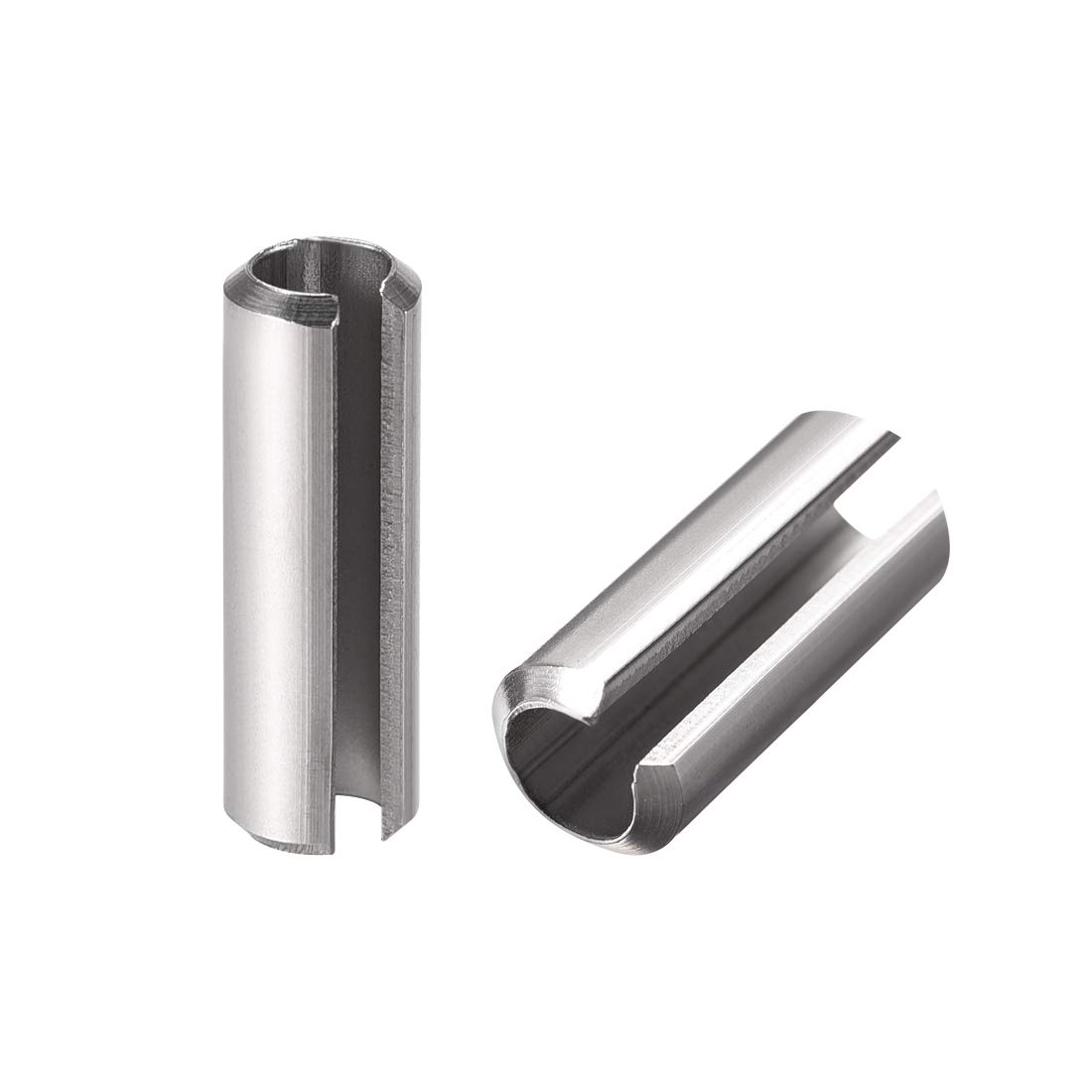 sourcing map Slotted Spring Pin - M6 x 20mm 304 Stainless Steel Split Spring Roll Dowel Pins Plain Finish 10Pcs