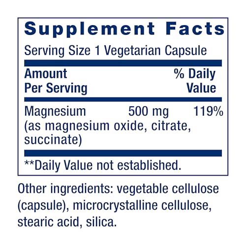 Life Extension Magnesium Caps, 500 mg, 100 Vegetarian Capsules - image 3
