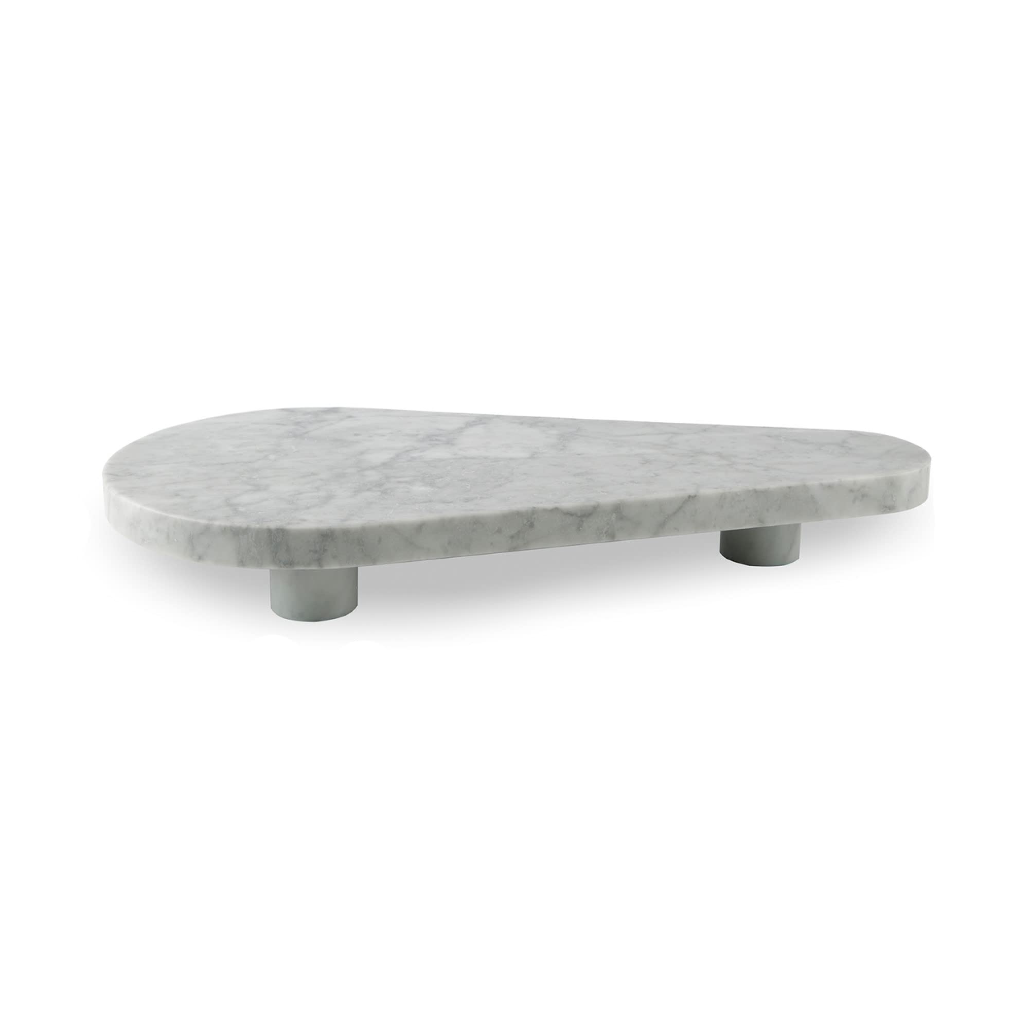 Lily’s Living 20" L Natural White Marble Indoor Outdoor Laguna w/Three Stand, Kitchen Dining Display Serving Tray
