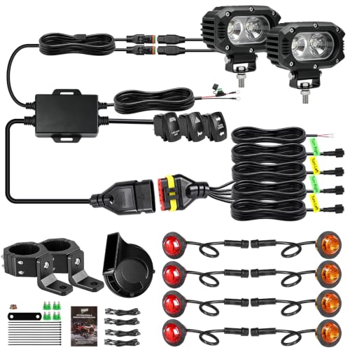 Image of UTV Turn Signal Kit with Horn 4 Inch LED Pod Lights for UTV ATV