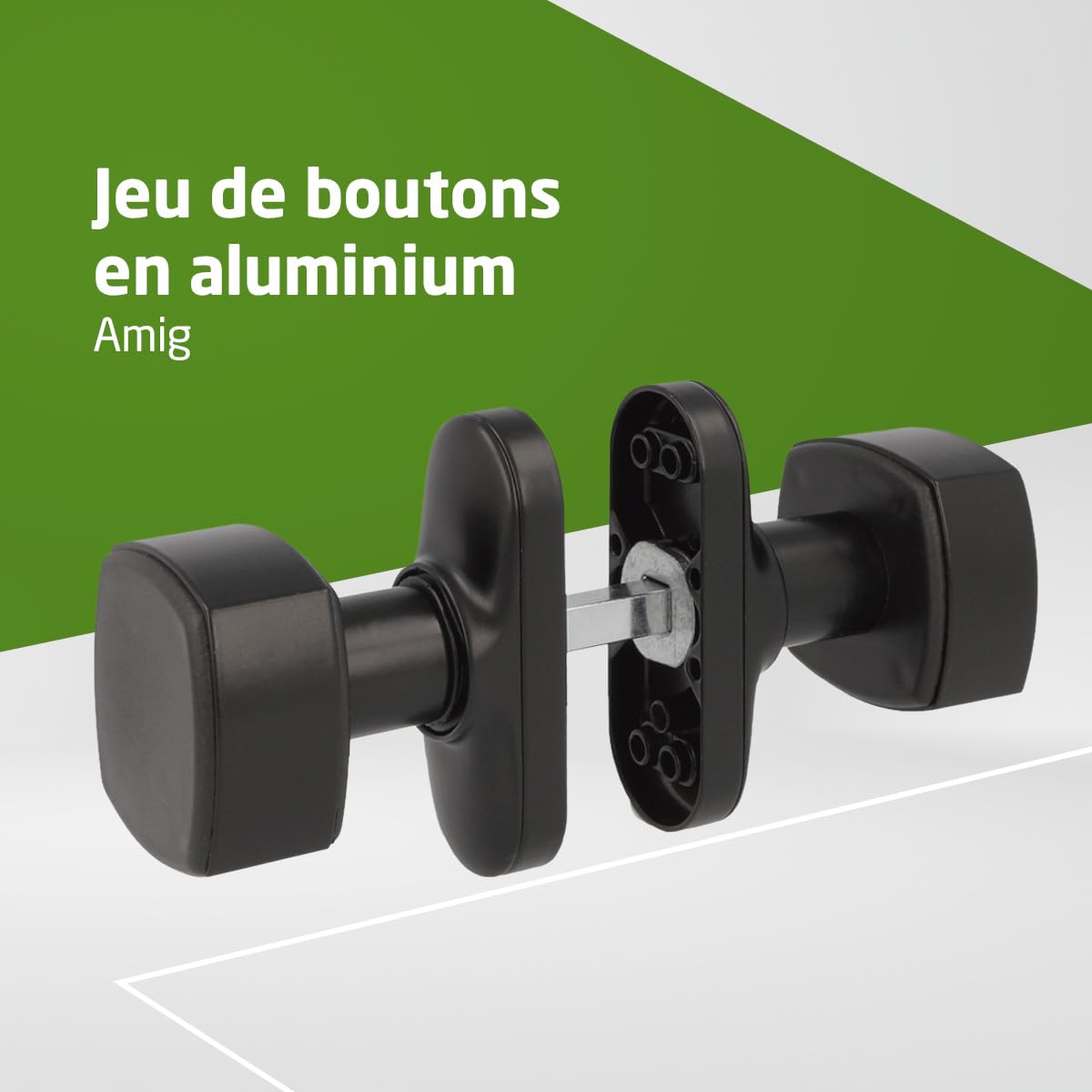 Amig - Bouton de Porte Carré en Aluminium - Robuste et Élégant pour Intérieur - Installation Facile - Idéal pour Maison et Bureau, Noir - 81x31 mm - Aluminium