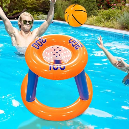 Canasta Hinchable Y Flotante, Juguetes Piscina Inflable Set, Aro De Baloncesto Flotante, Juguetes De Flotador Piscina Niños, Aro Baloncesto Inflable, JuegosPiscina para Verano, Fiestas