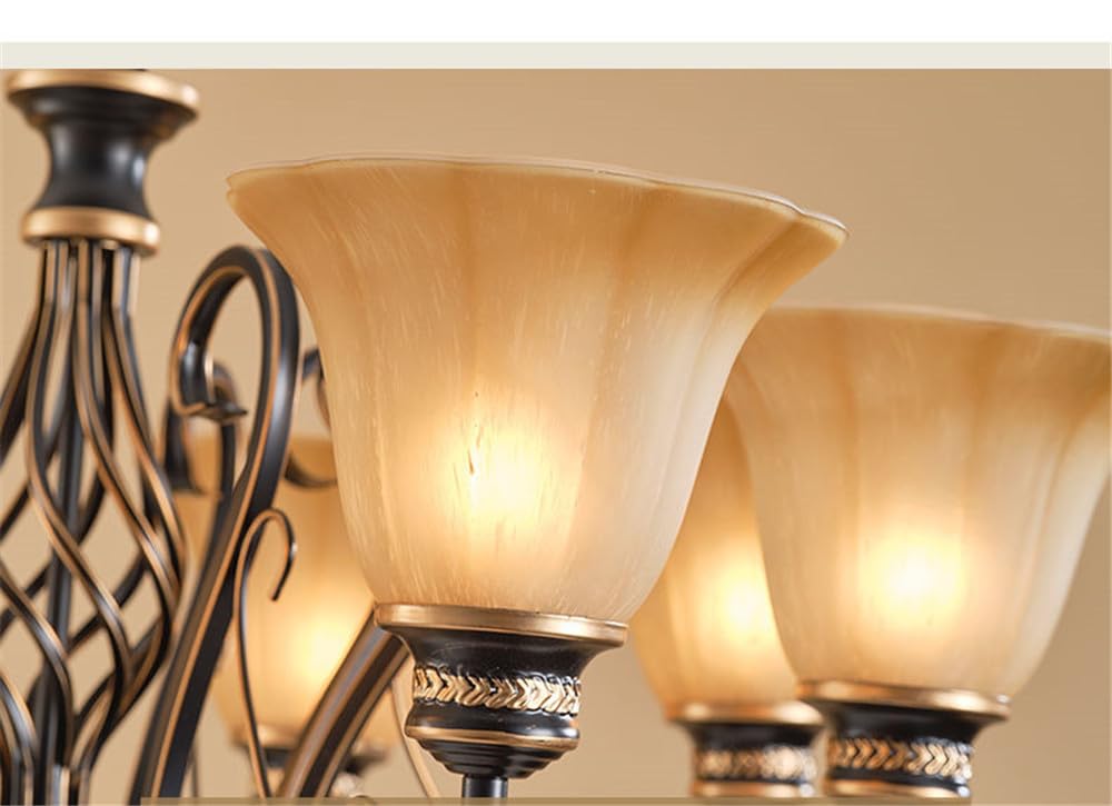 Amerykański żyrandol retro LED, luksusowy styl europejski, do salonu, restauracji, sypialni, biura, willi, hotelu, kawiarni, schodów (D 6 świateł)