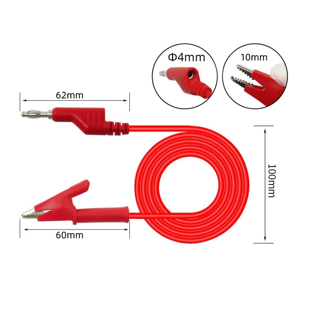 Cables de Puente, Cable de sonda de Prueba, Clip for cucarachas, 5 uds., 1M, 4mm, Conector Banana de Silicona, Pinza de cocodrilo de Doble Extremo, Cable de Puente de Prueba