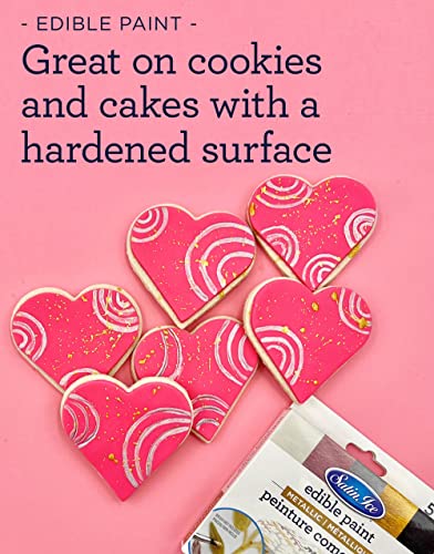 Bundle - Satin Ice White 2 Pound, Vanilla, Fondant + Metallic Edible Paint Kit + Primary Edible Paint Kit #TOP7