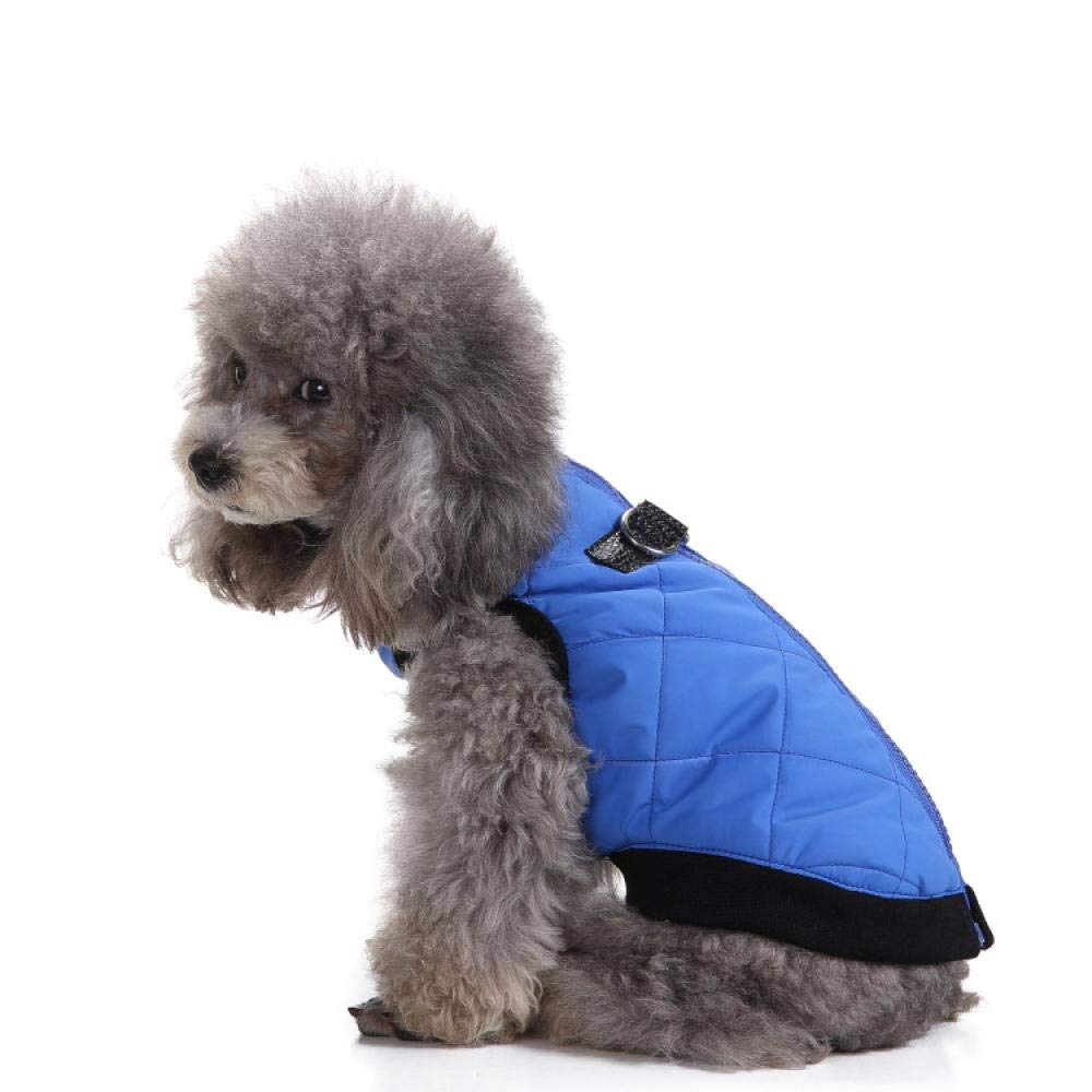 XMxx Dog Jacket and Vest - Zipper Pet Clothes, Cotton Winter Warm Blue L