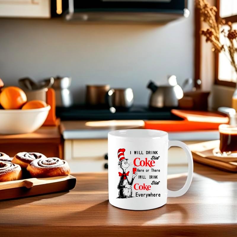 Love For Coke I Will Drink Diet Coke Here Or There For Friend Lover Husband Wife Colleague Sibling In Birthday Christmas Thanksgiving Gift,11Oz Novelty Coffee mug white - Image 2