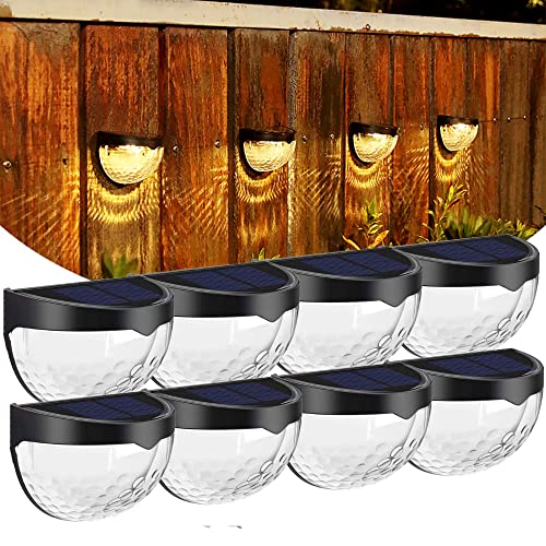 ZZYYZZ Luces solares para Cubierta, luz Solar para Exteriores, Luces solares para cercas para Exteriores, Luces solares Impermeables IP54 para el anochecer al Amanecer,Warm Light,8 Pack