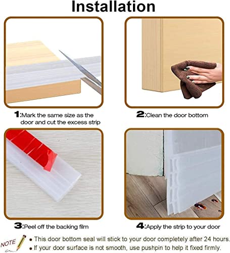Image of Door Draft Stopper, Silicon Door Bottom Sealing Strip, Door Bottom Sealing Strip Guard, Self Adhesive Door Gap Filler Rubber,Protector from Cockroach,1M (White, Pack of 3)