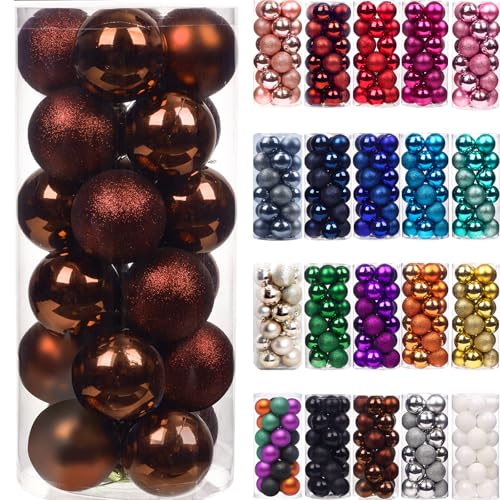 Emopeak 24 Count Coffee Mini Christmas Balls Ornaments 1.57 Inch