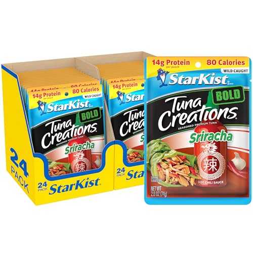 Image of StarKist Tuna Creations BOLD Sriracha Pouch (2.6 oz - 24 Pack) Wild Caught, 14g Protein Per Serving, Shelf Stable Seafood, Gluten Free, Soy Free, No Draining, Ready to Eat for Salads and Sandwiches