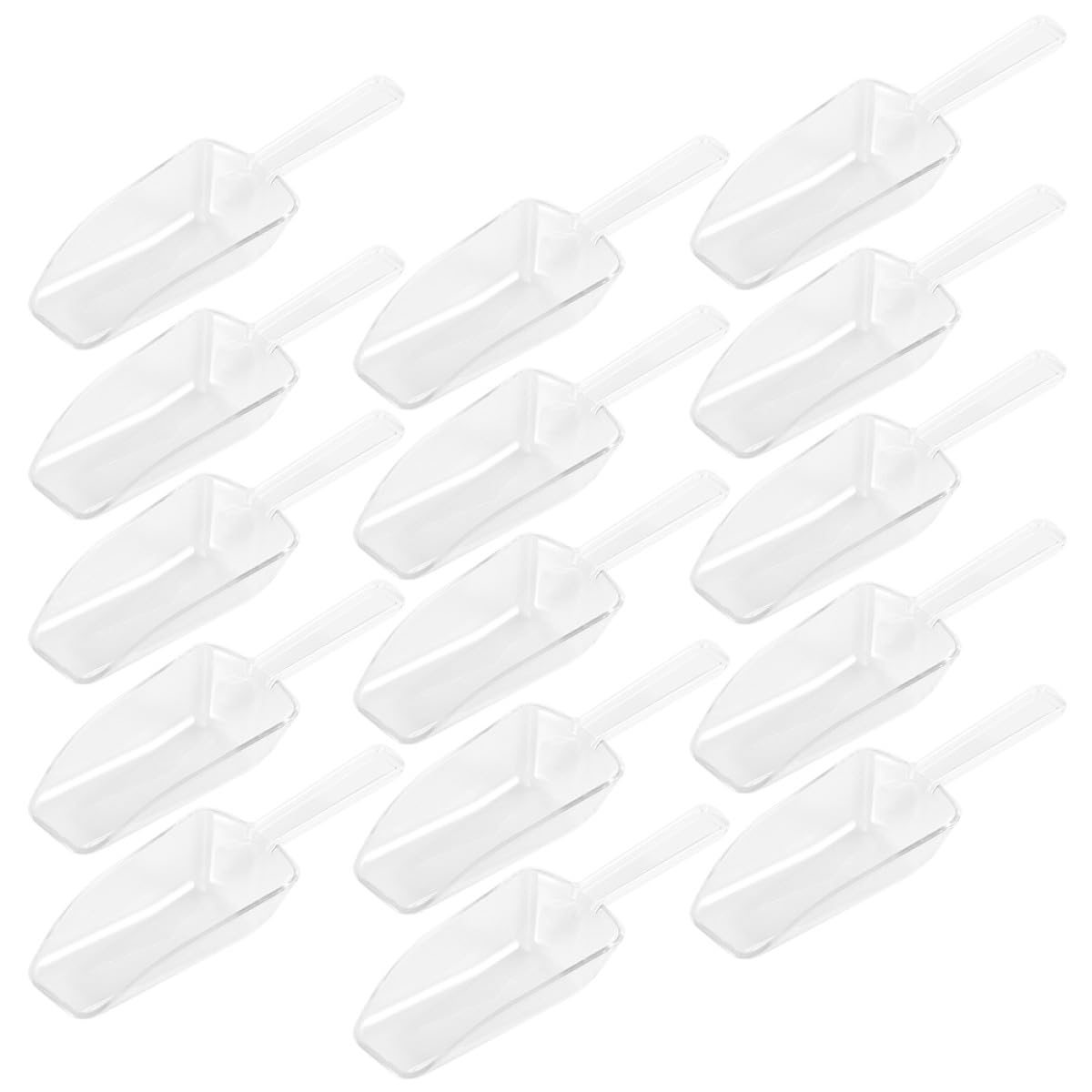 Pala para Hielo y Comida de Plástico Blanco 15 Piezas Multifuncional para Cocina, Barra y Buffet, Pala Multiusos para Alimentos y Recogedora de Granos