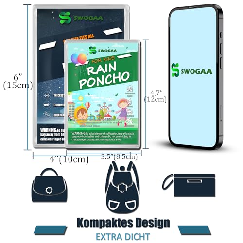 SWOGAA Regenponchos Familienpackung 6 Stück - 50% Extra Dick Durchsichtig Wasserdichte Regencape Leichtgewichts Regenschutz Regen Poncho Transparent