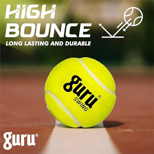 Image of GURU Lawn Tennis Ball, Light Weight Swing Cricket Ball (Yellow, 58g, Pack of 3)