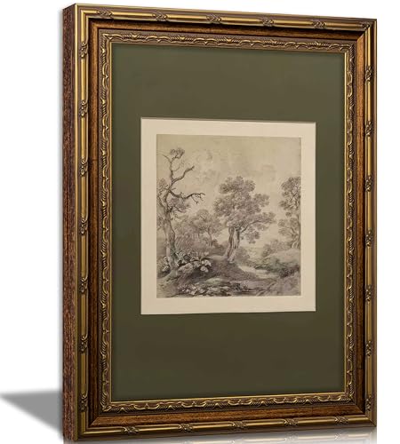 Vintage Gold Framed Wall Art Tree Forest Landscape...
