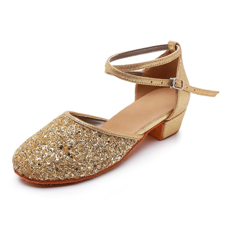 AOQUNFS Girls Latin Dance Shoes Low Heels Tango Salsa Ballroom Practice Performance Dancing Shoes,MF-LP2