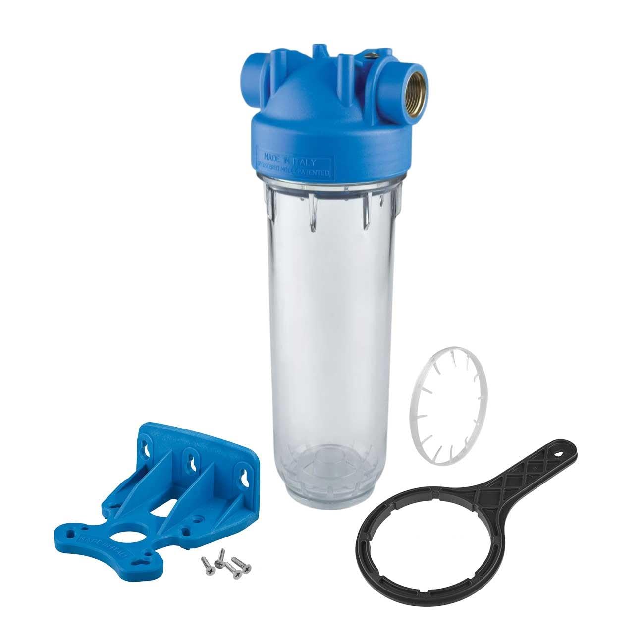 1 Stage 10" Inline Water Filter System Housing 3/4" Ports with Wall Bracket and Key