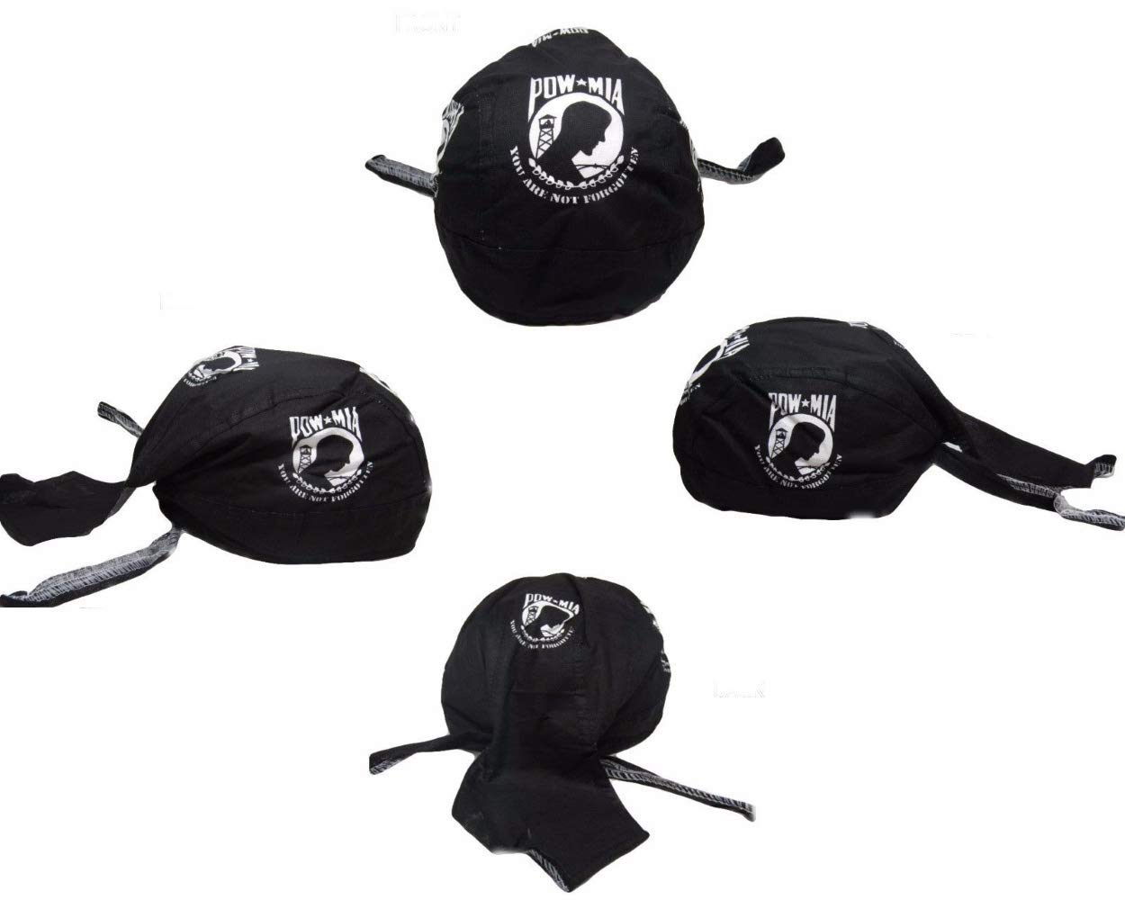 Powmia POW MIA Emblem Not Forgotten Black Do Rag Doo Rag Skull Cap Head Wrap