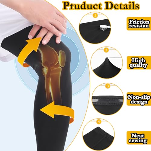 2 Pairs Leg Sleeves,Full Leg Compression Sleeve for Men Women,Long Knee Sleeve with Anti-slip Silicone Strips3