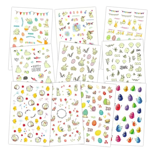 Partwind Luminous Easter Nail Stickers for Kids Girls, Glow Cute Nail Stickers Decals Wraps for Easter Decorations Accessories, Spring Fingernail Stickers for Girls Basket Stuffers