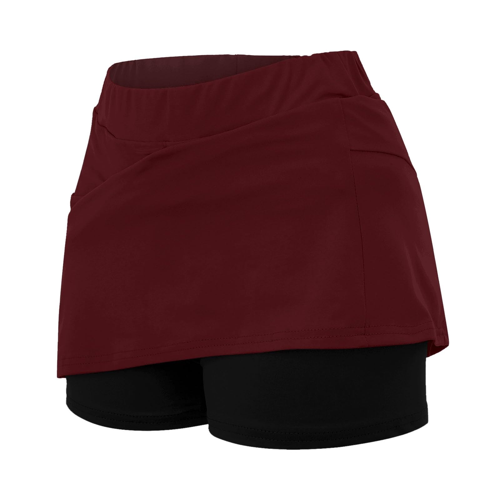 Jupe Short Femme Taille Haute 2 en 1 Jupe de Tennis Décontracté Sport Haute Pantskirts pour Yoga Gym Dance Running Ventre Plat Jupette Pantacourt Femme éTé Short Grande Taille S-5XL